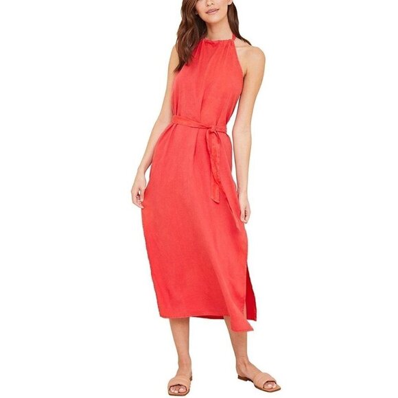 Bella Dahl Smocked Waist Halter Midi Dress in Azaleza Small New Womens Red - Picture 13 of 13
